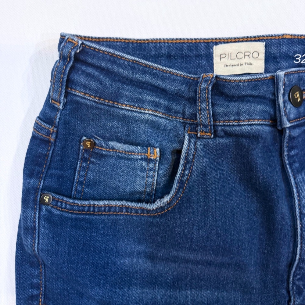 Pilcro and the Letterpress The Icon Flare Jeans Medium Blue 32 70s Boho Chic - Picture 7 of 10